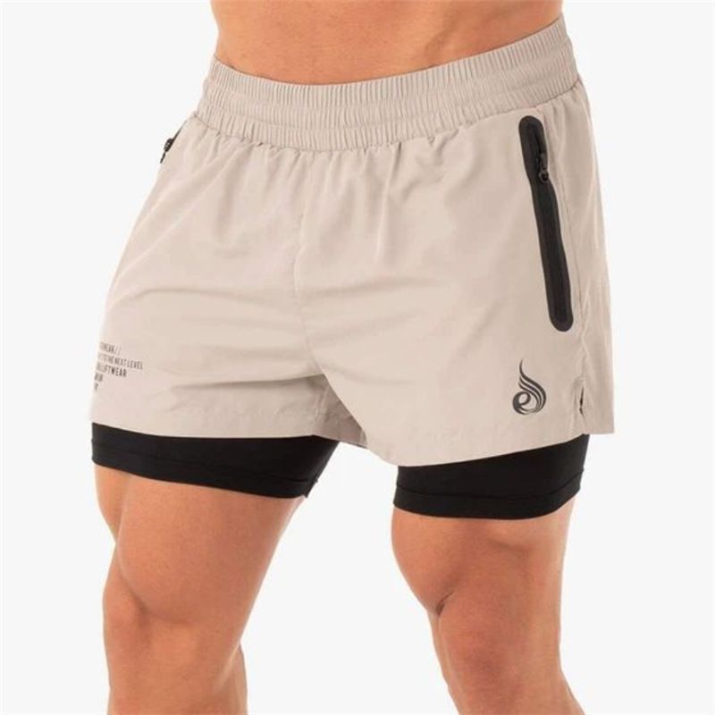 Men's Double-Layer Gym Shorts - Quick-Dry Mesh Workout Shorts With Compression Liner (Side Pockets For Running & Weight Training)_voghion.com