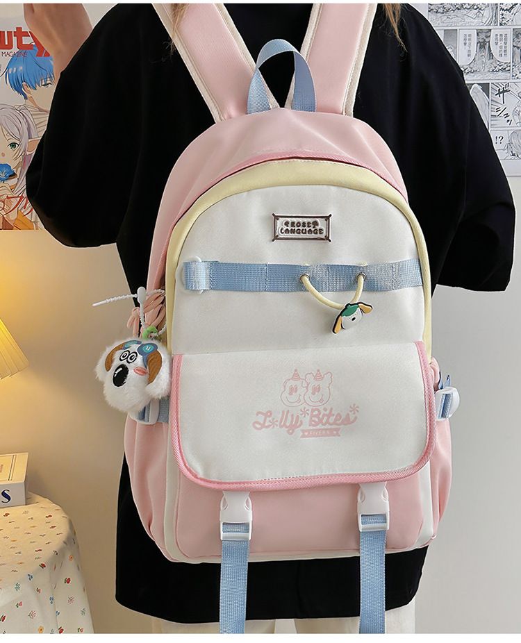 Stijlvolle unisex rugzak voor studenten - lichtgewicht nylon schooltas met gevoerde banden en levendig kleurenblokontwerp_voghion.com