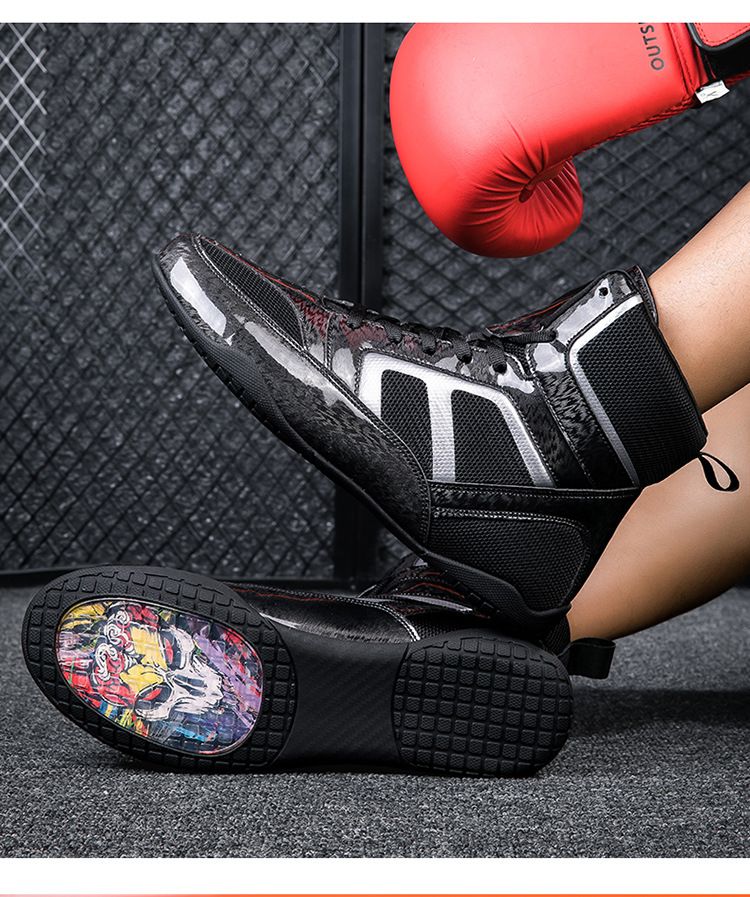 Sanda Kampfschuhe für Herren, hohe Stiefel, rutschfeste Kampf-Boxschuhe, lange Stiefel für Damen, Muay Thai Schuhe_voghion.com
