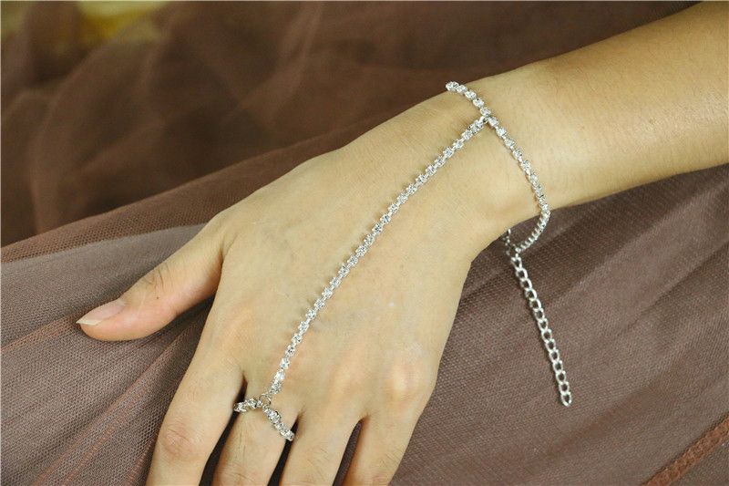 Semplice braccialetto con catena di diamanti a fila singola con strass e personalità della moda_voghion.com
