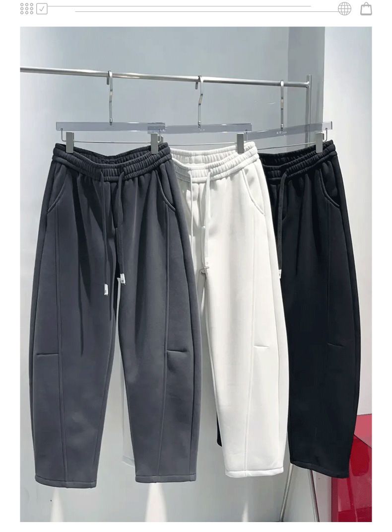 Men's Clothing Loose Casual Pants Men's Winter Plus Velvet Thickened Three Dimensional Cutting Sanded Couple Style Machete Casual Sweatpants_voghion.com