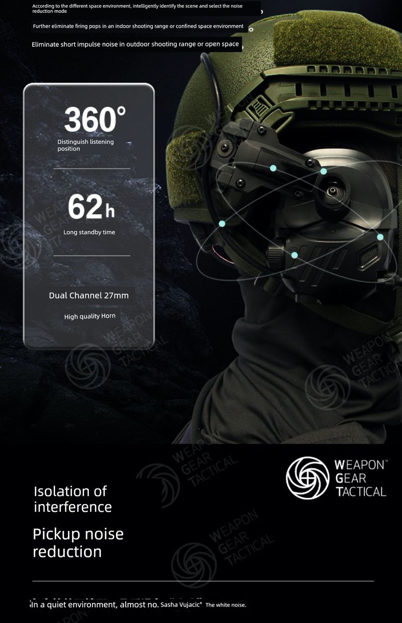 Casque d'écoute tactique sans électrodes WGT à réduction de bruit_voghion.com