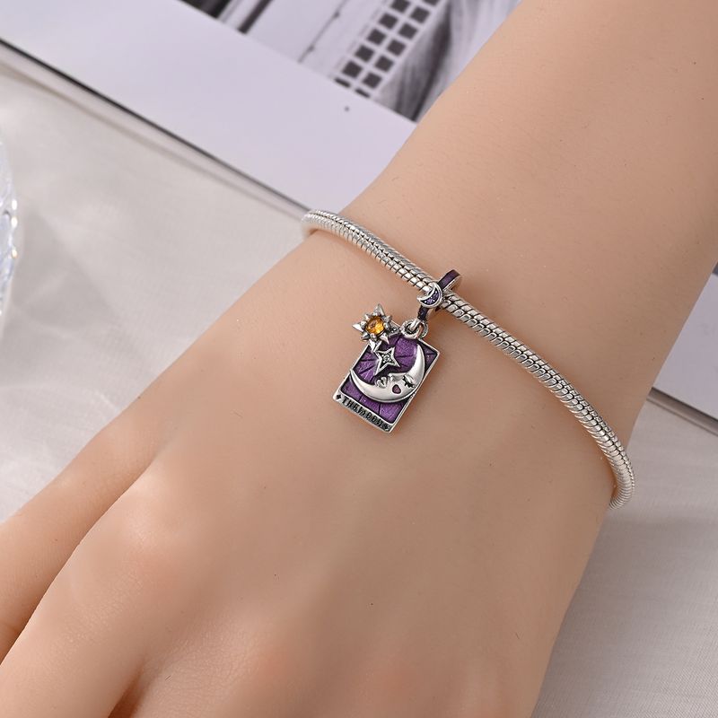 Gioielli da donna, ciondolo a forma di stella dei tarocchi, luna e clessidra, perline fai da te, accessori per gioielli, bracciale in argento placcato in rame_voghion.com