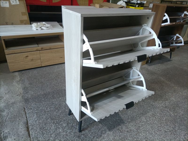 Schuhschrank Grau 60cm Mit 2 Klapp-Schubladen Für Flur Und Eingang_voghion.com
