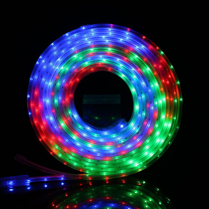 Tira de luces LED RGB de alto voltaje de 220 V, iluminación impermeable para fiestas al aire libre con efectos dinámicos de cambio de color, chip LED 2835, 20 lm por LED, 48 LED/m_voghion.com