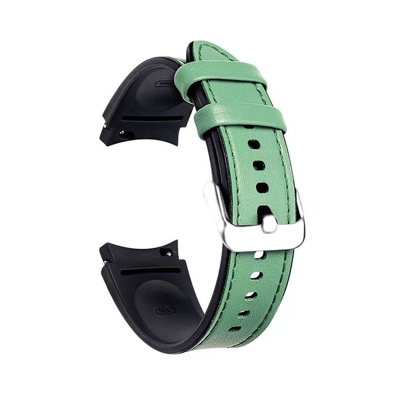 Premium Genuine Leather & Silicone Hybrid Watch Band For Samsung-Galaxy Watch 6/5/4 (42mm & 46mm) - Sporty Style With Pin Buckle_voghion.com