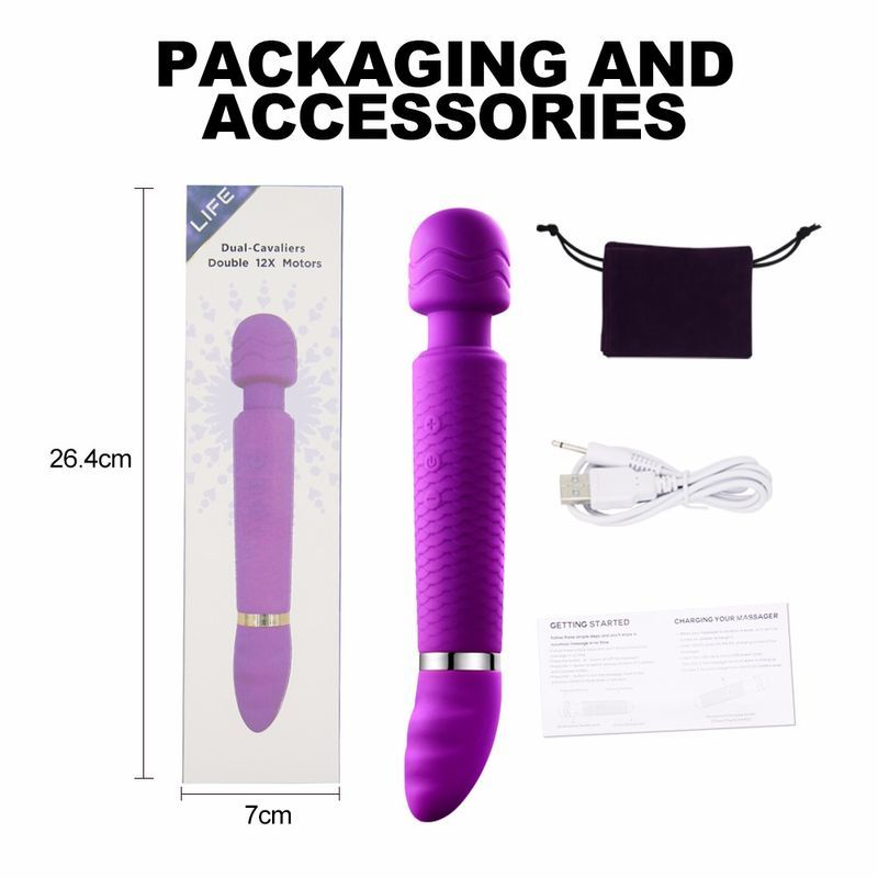 Silikonspielzeug Doppelmotor-Vibrator Elektrischer AV-Stabmassagegerät Wiederaufladbares drahtloses Hand-Sexspielzeug für Erwachsene für Frauen_voghion.com