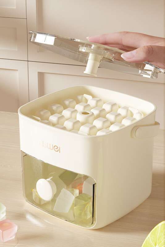 Stampo per ghiaccio per uso domestico, grande griglia con coperchio in silicone, contenitore per frigorifero, crema, cubetti di ghiaccio congelati_voghion.com