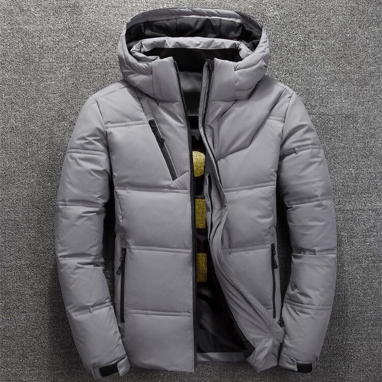 Jacke, kurz, verdickt, neuer, stylischer Jugendtrend, locker, 50 % weiße Entendaunen, Kapuzenmantel für Herren, Winterkleidung_voghion.com