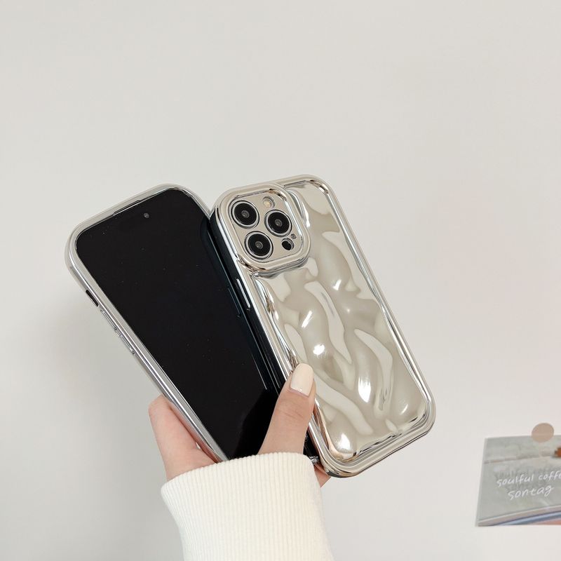 Mobiltelefondeksel galvanisert sølvmeteorittmønster egnet for iPhone 15 promax Apple 14 mobiltelefondeksel 13 tredimensjonal 12 trend_voghion.com