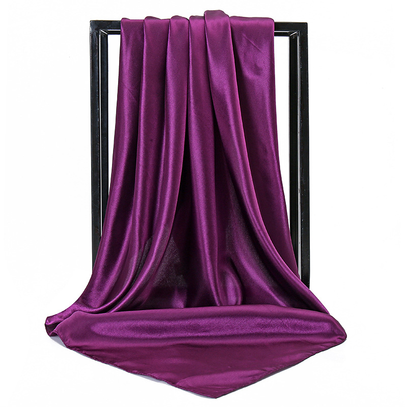 Fashion temperament new satin women's pure color scarf imitation silk monochrome professional flight attendant square scarf_voghion.com