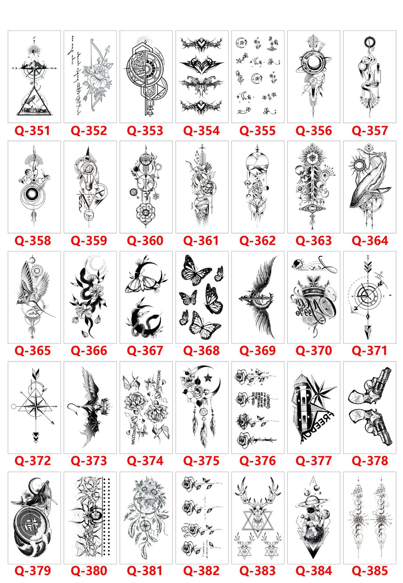 Q 121-160 Μικρό σετ αυτοκόλλητων τατουάζ με φρέσκο, αδιάβροχο σχέδιο, οποιοσδήποτε συνδυασμός_voghion.com