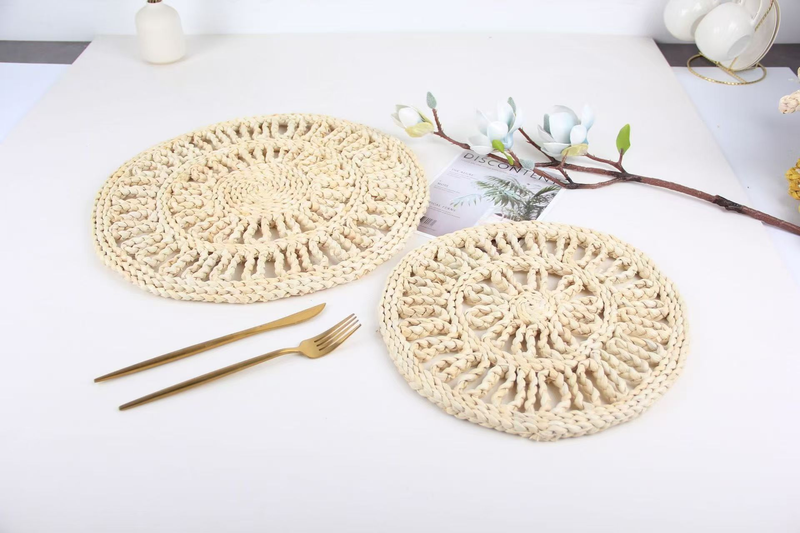 Mantel individual de cáscara de maíz tejido a mano Wannilen, mantel resistente al calor, mantel para té caliente, mantel para mesa, mantel para platos y tazas_voghion.com