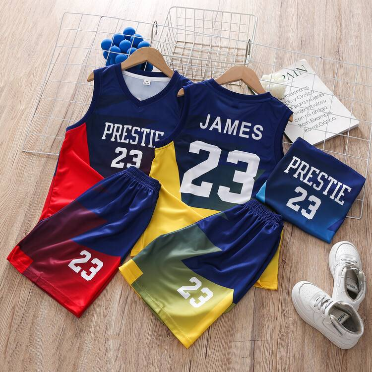 2-piece Letter Printed Sleeveless Top For Young Boys, Casual Shorts Suit Suitable For Comfortable Sportswear In Summer._voghion.com