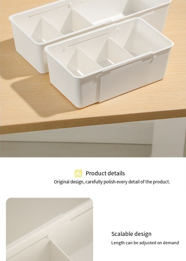 Drawer Fixed Telescopic Storage Box Cutlery Storage Box Household Cosmetics Stationery Medicine With Partition Telescopic Box_voghion.com