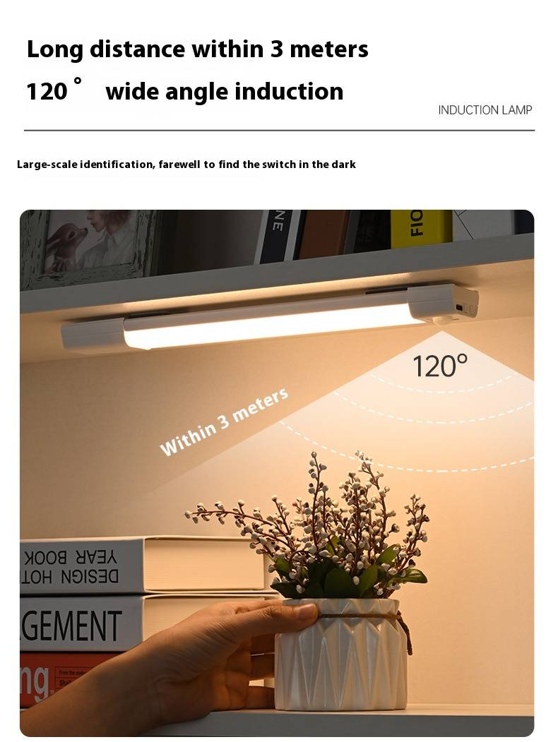 Lichtstrip met menselijke lichaamssensor, intelligente LED-magnetische aantrekkingskracht, geen bedrading nodig, oplaadbare zelfklevende lichtstrip voor keuken en garderobe_voghion.com