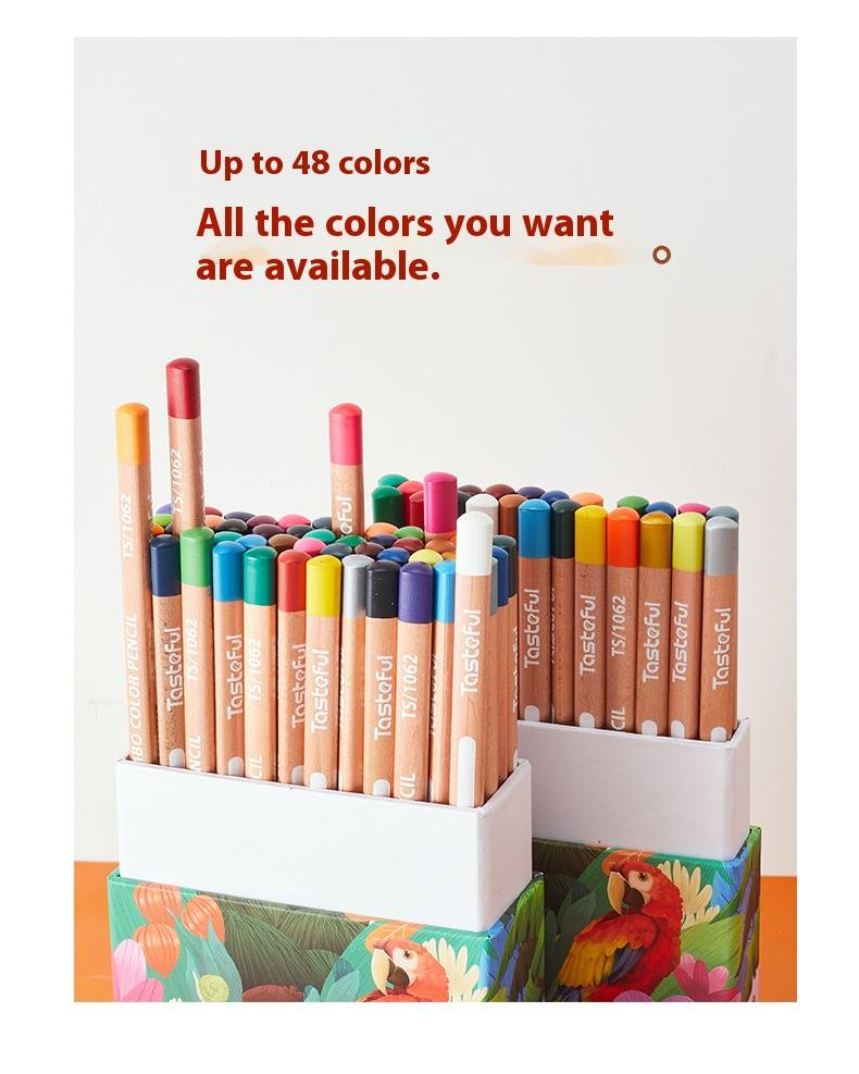 Professionelles 48-farbiges Jumbo-Dreiecks-Buntstifte-Set – Hochwertiges Künstlerzubehör aus Holz für Kinder und Künstler – Ideales Geschenk zum Zeichnen und Skizzieren_voghion.com