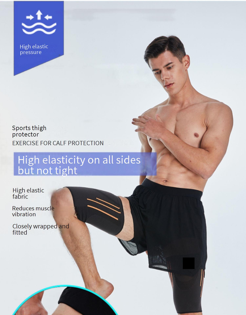 Fascia a compressione professionale per coscia per supporto muscolare e calore - Traspirante, anti-sfregamento, fascia sportiva per gambe per basket, corsa, palestra_voghion.com