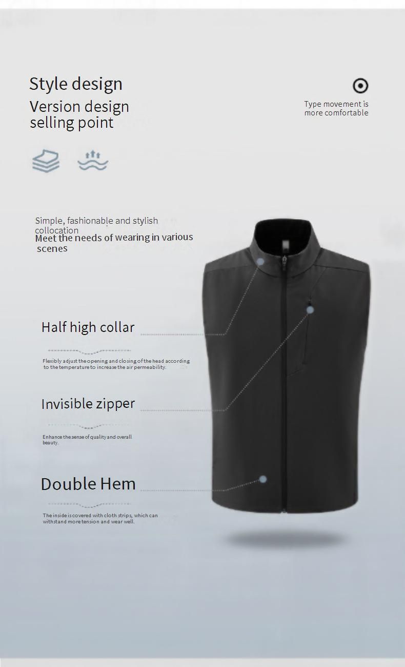 Men's Autumn/Winter Softshell Vest – 270g 50D Polyester Grid Fabric | Windproof & Wrinkle-Resistant Stand Collar Design (M-4XL)_voghion.com