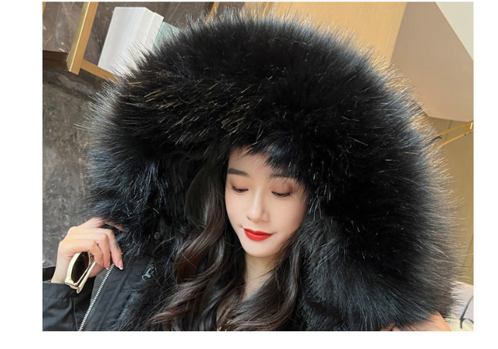 Parka invernale da donna con collo staccabile in pelliccia sintetica di volpe e fodera in visone, lunghezza lunga/regolare, capospalla elegante e caldo._voghion.com