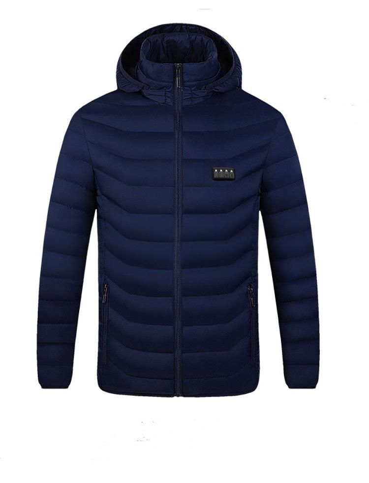 Smart Heating Jacket With 4-Zone Temperature Control & 21 Heat Areas Lightweight Winter Coat With Detachable Hood, Polyester Filling, Zipper Closure_voghion.com