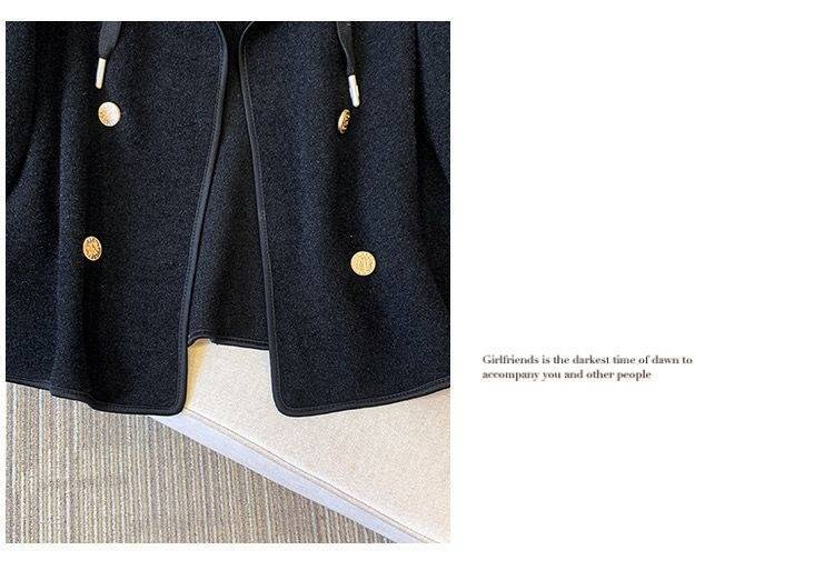 Oversized Hooded Coat For Women - Chic Two-In-One Wool Blend Jacket With Flattering Fit, Casual Elegance For Autumn & Winter (S-3xl, Black/Beige)_voghion.com