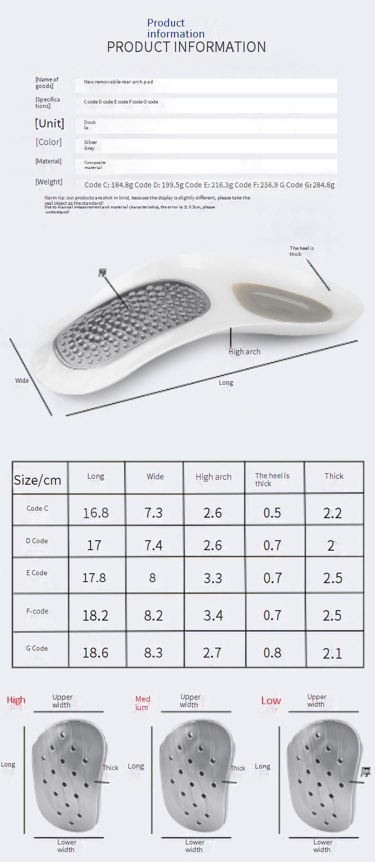 Atmungsaktive und herausnehmbare Einlegesohlen zur Unterstützung des Fußgewölbes bei Plattfüßen – verstellbare orthopädische Schuheinlagen für Damen und Herren (Silbergrau, 1er-Pack)_voghion.com