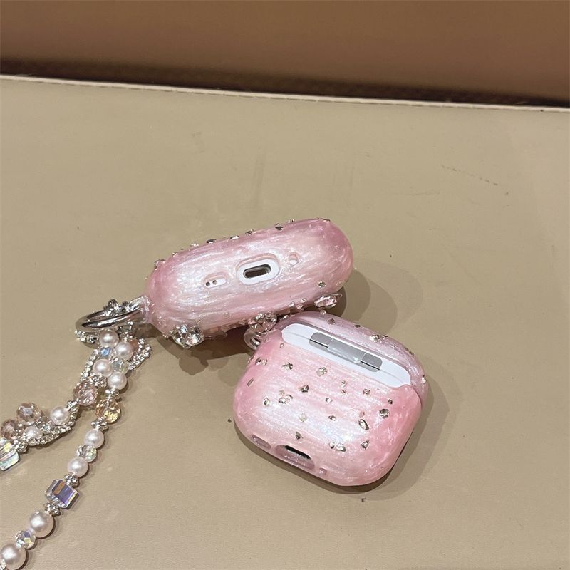 Collier élégant en pierre précieuse rose, accessoire idéal pour les casques et appareils sans fil._voghion.com