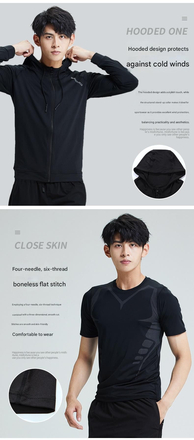 Men's New 5-Piece Workout Set - Long-Sleeve Moisture-Wicking Tracksuit, Quick-Dry For Running, Gym Training & Morning Jog_voghion.com