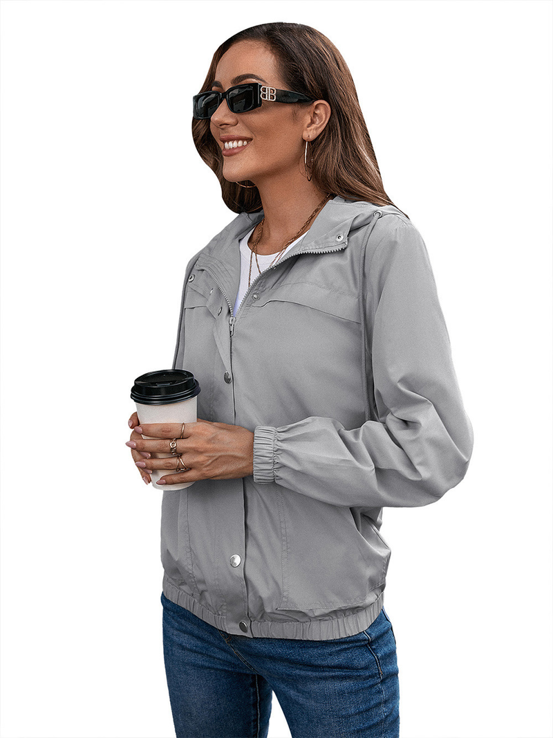 Damesregenjas met capuchon, buitensport, bergbeklimmen, kleding, windjack, waterdicht jack_voghion.com