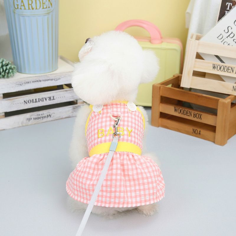 Prinzessin Hund Haustier Kleidung Frühling/Sommer Neue 23BABY Plaid Rock_voghion.com