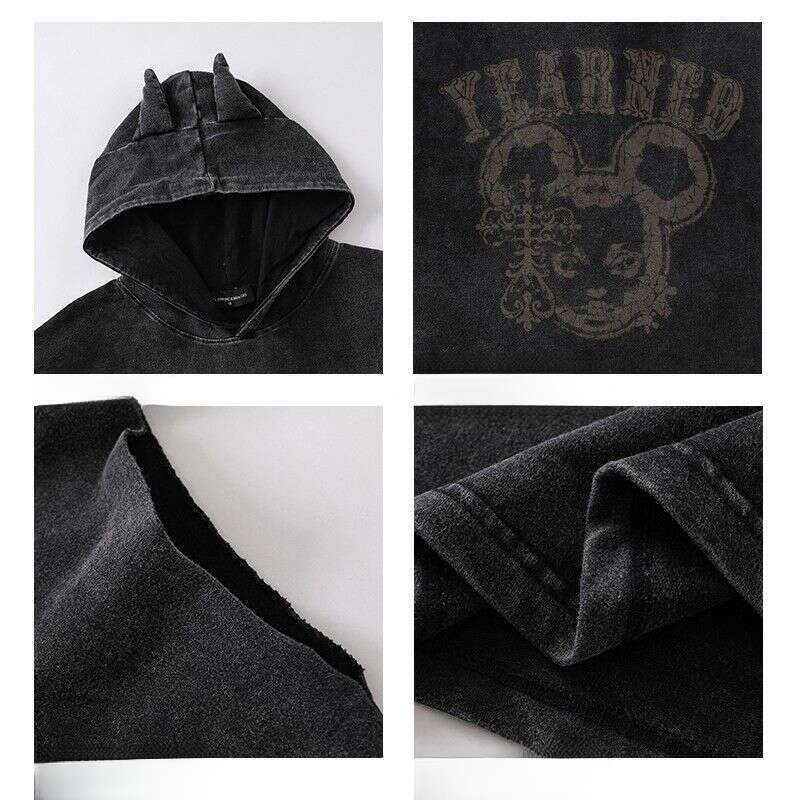 Gilet con cappuccio indossato stampato hiphop americano High Street per uomo e donna, maglietta casual senza maniche piccola e ampia cinese-chic_voghion.com