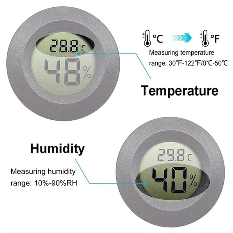 2/4 Stück Mini-Hygrometer-Thermometer, Fahrenheit Oder Celsius-Messgerät, Digitaler LCD-Monitor, Runder Luftfeuchtigkeits- Und_voghion.com