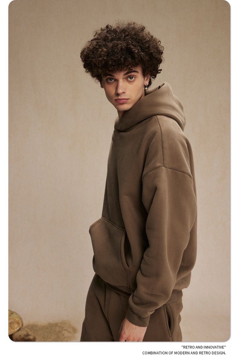 Felpa con cappuccio oversize da uomo in pile con tessuto anti-pilling da 400 g/m², felpa streetwear per l'inverno (disponibile in 12 colori)_voghion.com