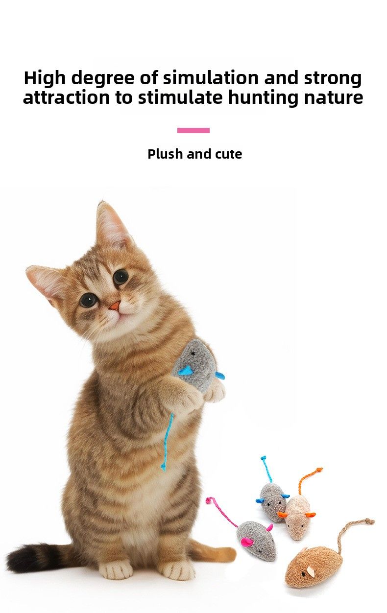 Simulazione di topo di peluche per animali domestici, piccolo topo, giocattolo per gatti con erba gatta, resistente ai graffi, giocattolo per gatti auto-allungante_voghion.com