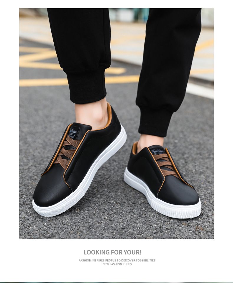 Scarpe da uomo, scarpe da skateboard basse, alla moda, tinta unita, comode, antiscivolo e resistenti, per attività all'aperto._voghion.com
