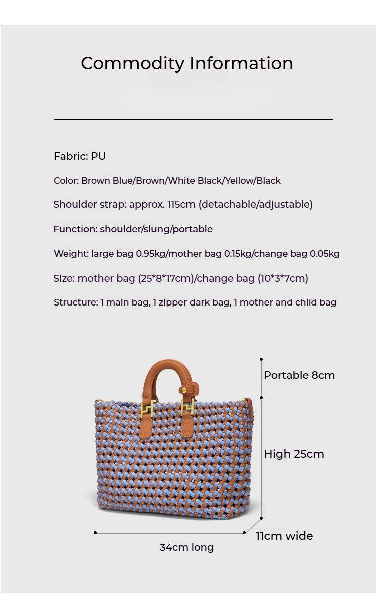 Håndvesker til kvinner, nye sommervevde handlevesker, enkle, uformelle skuldervesker, fasjonable og allsidige mor-og-barn-vesker, myntvesker._voghion.com