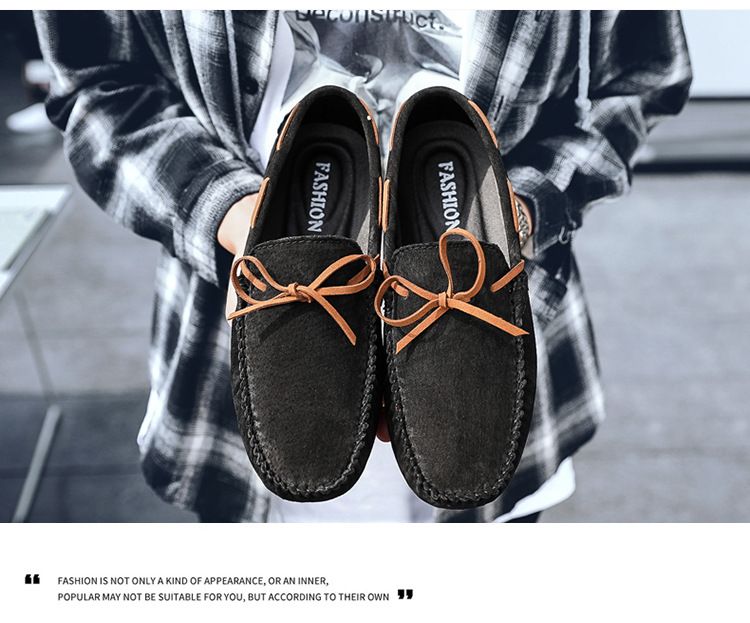 Herrskor i läder med Pig Bean-motiv, slip-on, herrskor i läder_voghion.com