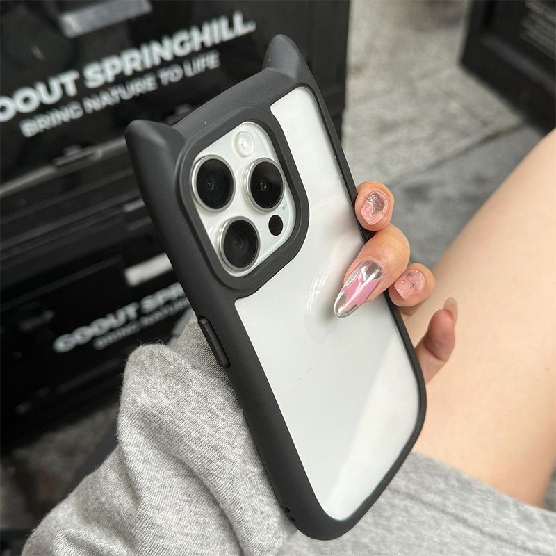 orecchie di gatto adatte per 15 custodia per cellulare 14promax nuovo 13 carino 12 trasparente 15pro anticaduta 14pro cover protettiva in silicone_voghion.com