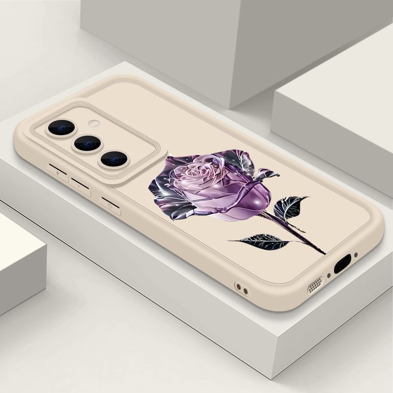 Purple Rose Print Case For Samsung Galaxy S25 S22 S23 Ultra S24 FE A56 A55 A16 A53 A15 A35 A26 A25 A54 5G Soft TPU Phone Cover_voghion.com