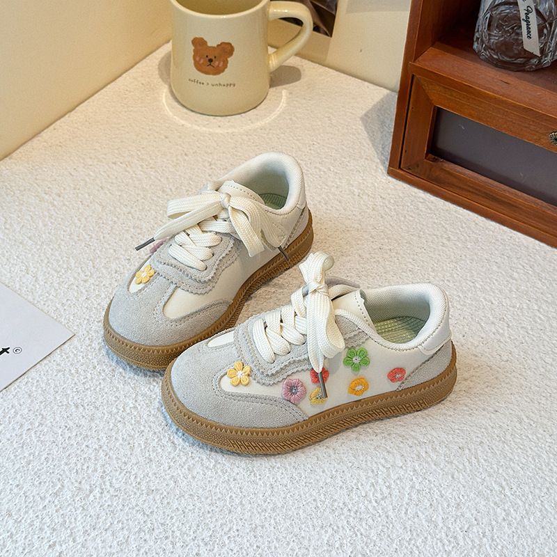 Floral Canvas Sneakers – Retro Lace-Up Training Shoes For Girls & Teens (Breathable Casual Shoes, Lightweight Comfort, Vintage-Inspired Design)_voghion.com