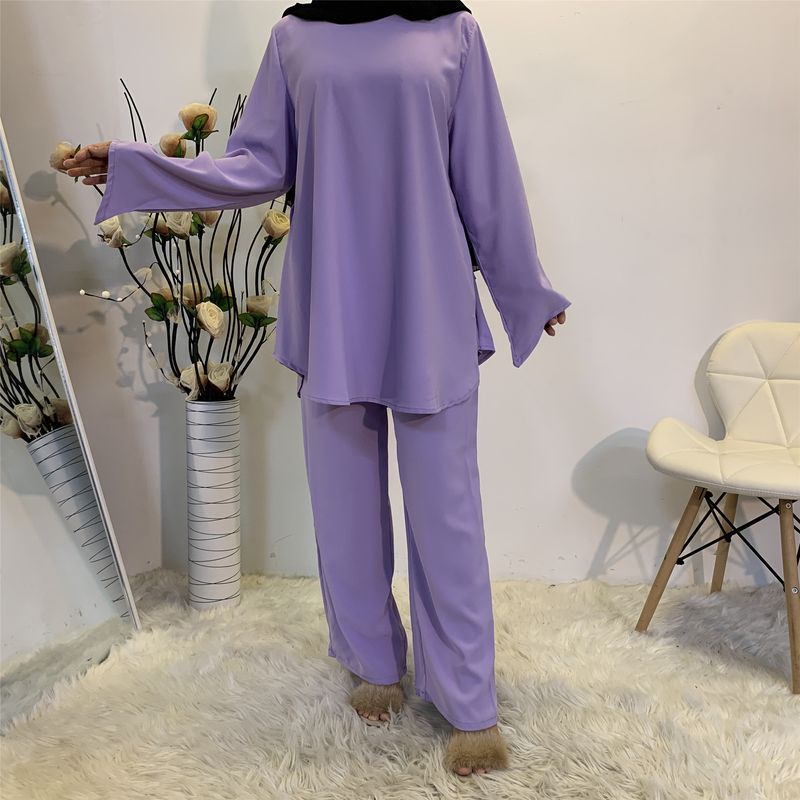 Two-pieces Abaya Turkish Kimono Tops Pants Muslim Dress Abayas Hijab Robe Dubai Caftan Kaftan Islam Clothing For Women Fashion_voghion.com