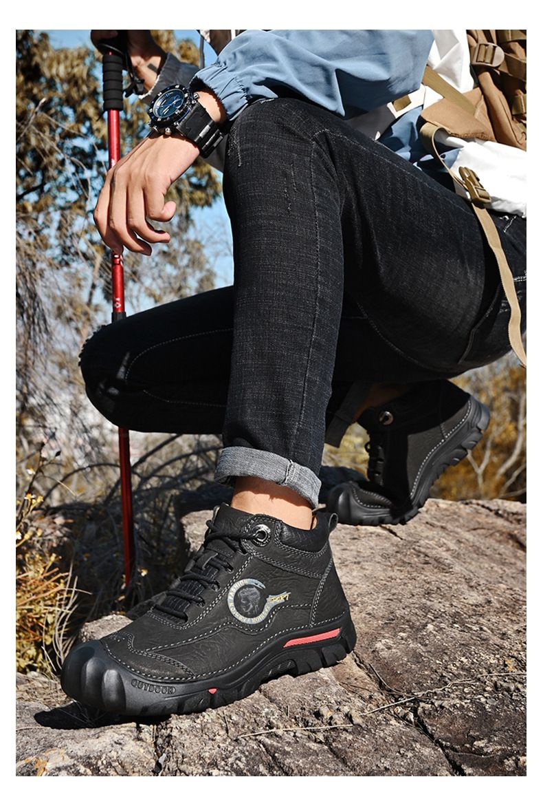 Neue High-Top-Schuhe mit Baumwollpolsterung, Herrenschuhe, High-Top-Schuhe mit Fleecefutter, warme Lederschuhe, wasserdichte Freizeitschuhe für Outdoor-Sportarten, rutschfeste Wanderschuhe_voghion.com