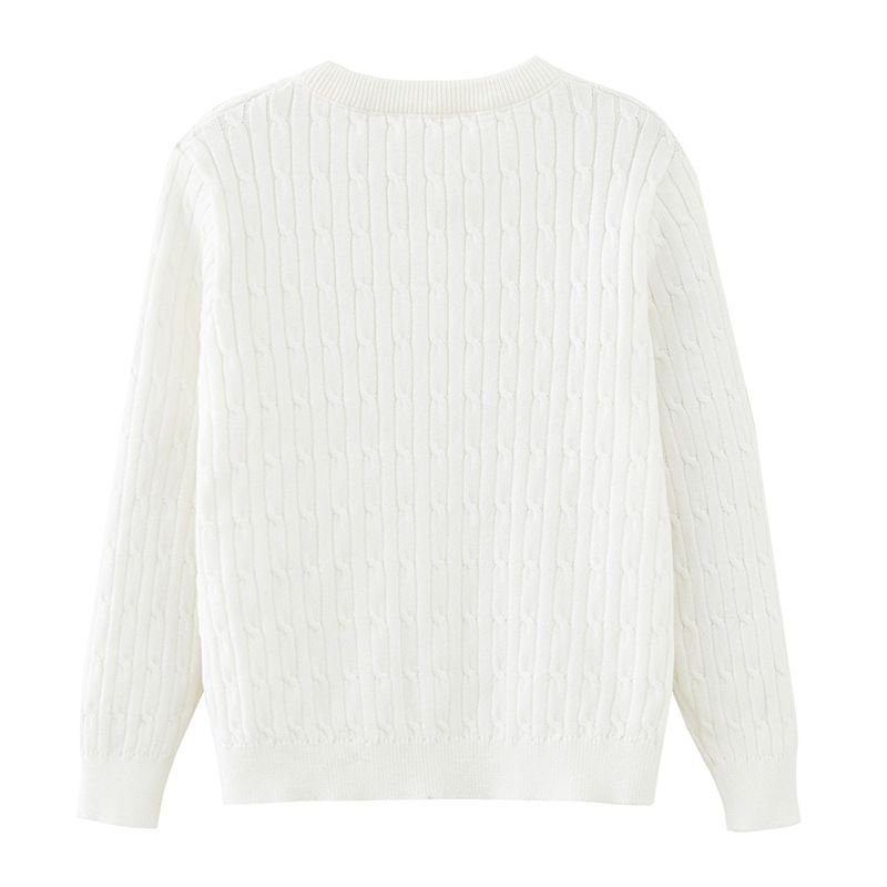 Cardigan lavorato a maglia per mamma e bambini, a maniche lunghe, con motivo a trecce, per bambini di taglia piccola e media (100-140 cm), in morbido cotone, con scollo rotondo e bottoni sul davanti (rosa, rosso)._voghion.com