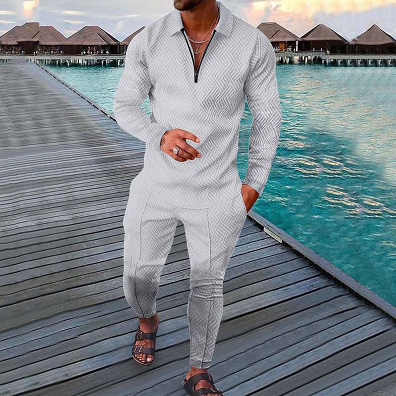 Camisa polo de manga larga y pantalones de chándal para hombre, traje de primavera y otoño de 2023, sudadera con cuello en V, ropa de calle vintage, conjuntos de chándal_voghion.com