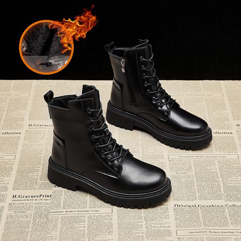 Martin Boots Women 2023 Autumn New British Ankle Boots Platform Student Network Red Motorcycle Boots Casual Boots_voghion.com