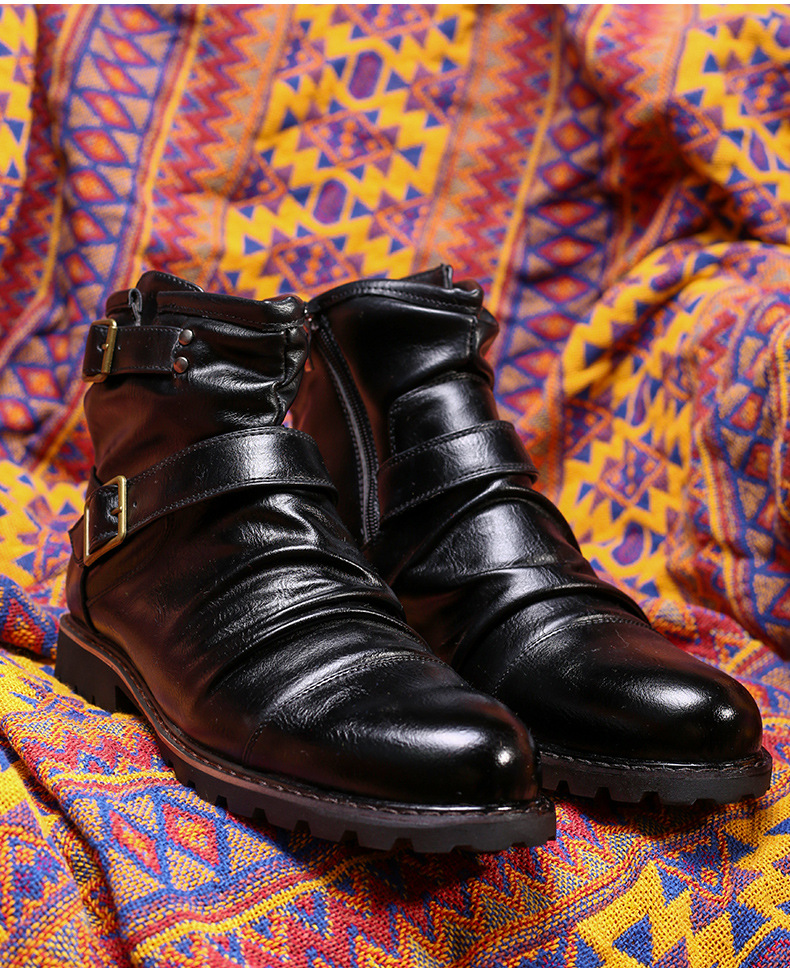 Martin Boots Miesten saappaat lyhyet saappaat miesten talvikengät nahkasaappaat_voghion.com