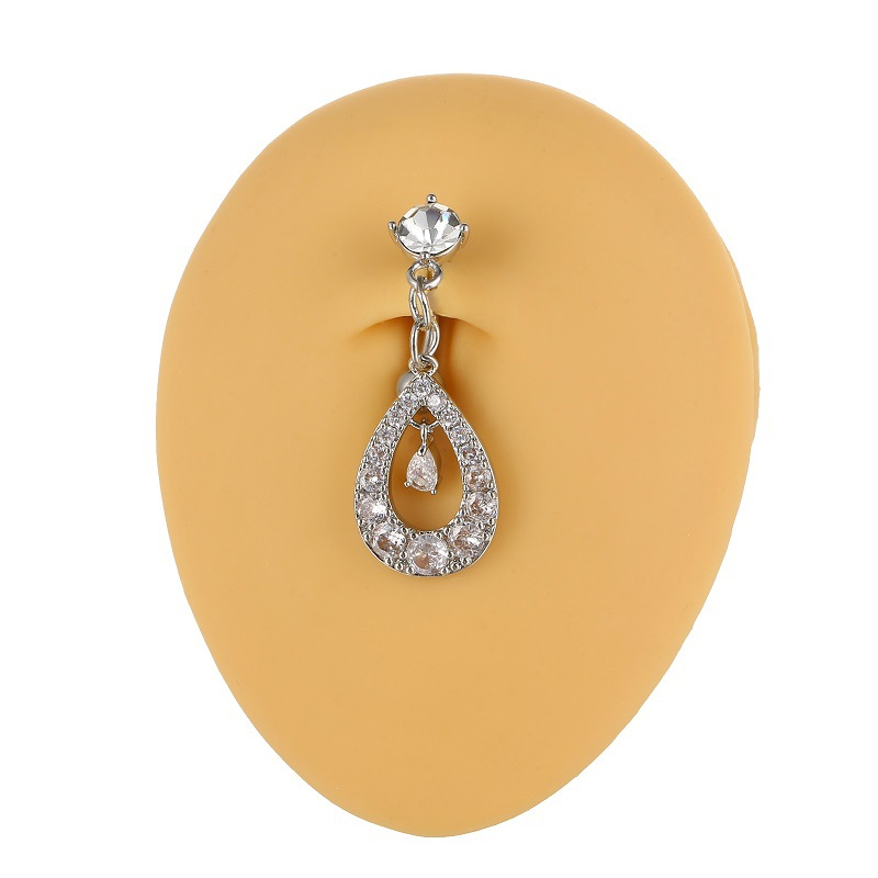1 pz acciaio inossidabile colore argento anelli per ombelico anello per ombelico zircone cubico goccia ciondola gioielli penetranti della pancia del corpo sexy_voghion.com