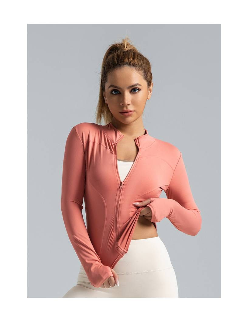 Chaqueta deportiva para mujer, transpirable, ajustada, sin costuras, para exteriores, yoga, entrenamiento y running._voghion.com