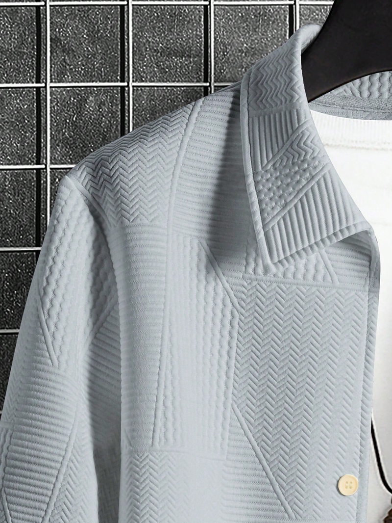 Camicia da uomo in jacquard – Camicia alla moda con fantasia ampia, traspirante ed elegante per occasioni casual ed eleganti._voghion.com